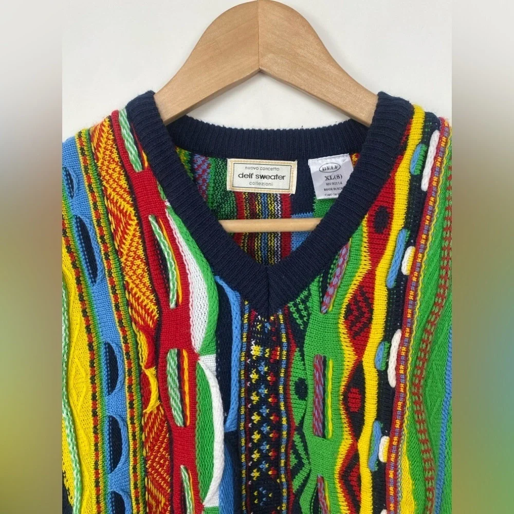 3D 90s Sweater‎ Vest V-neck Colorful
